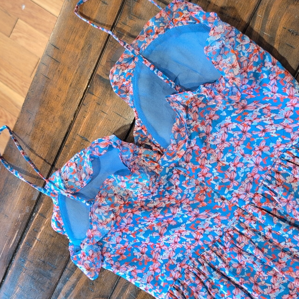 Sau Lee Florence Silk Gown Blue Floral - Picture 8 of 12